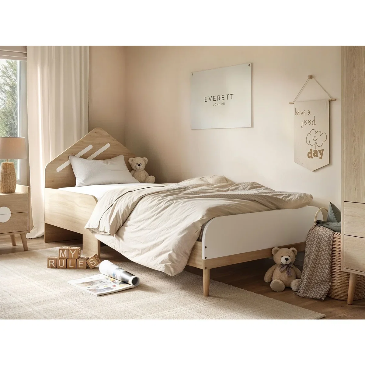 Noah Single Bed Oak - White – image 2