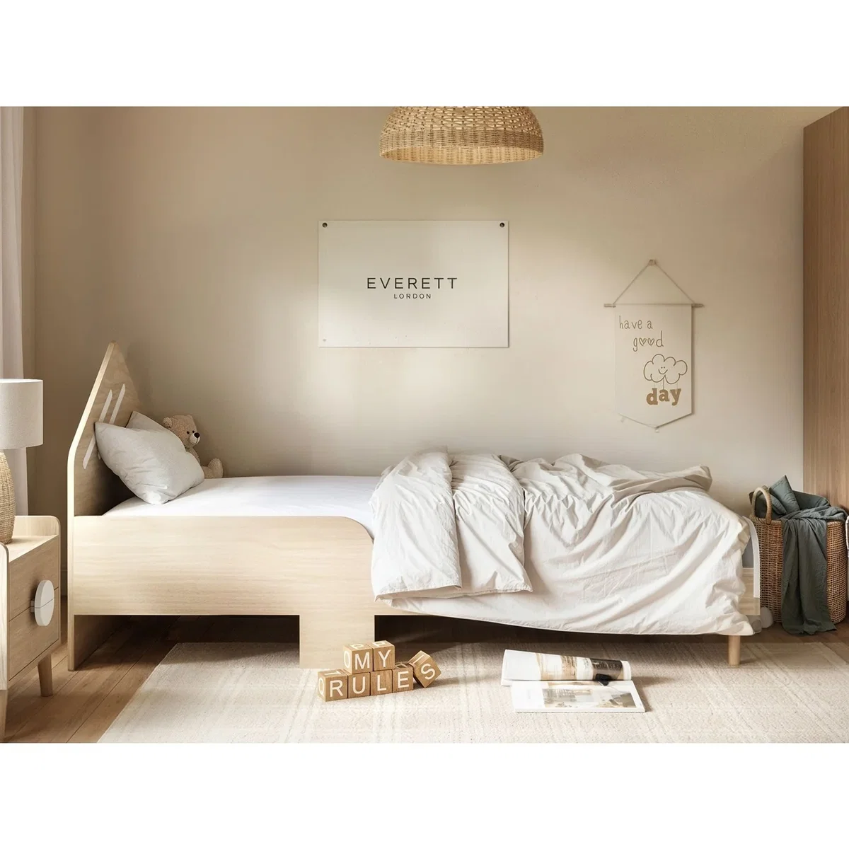 Noah Single Bed Oak - White – image 3