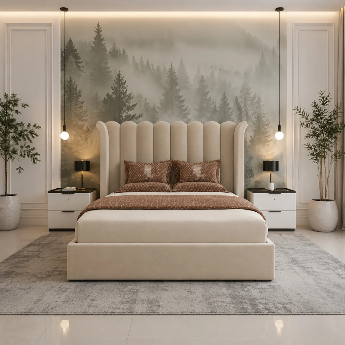 Luxury Lined Tild Wings with Padded Headboard Bed - Dark Grey / King – image 3