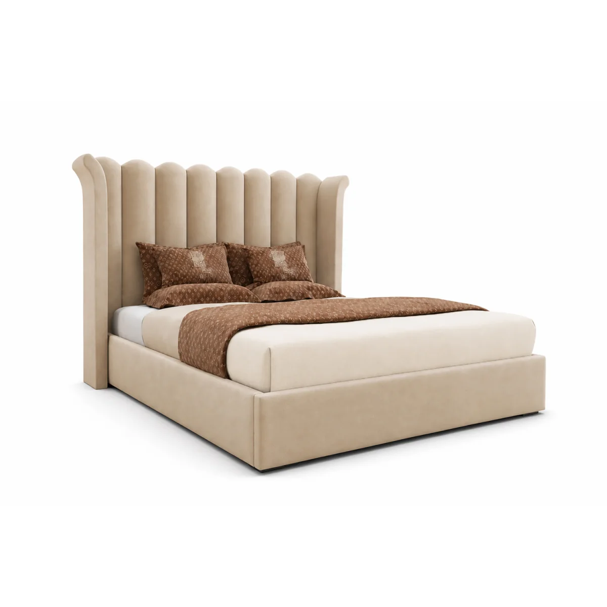 Luxury Lined Tild Wings with Padded Headboard Bed - Dark Grey / King – image 10