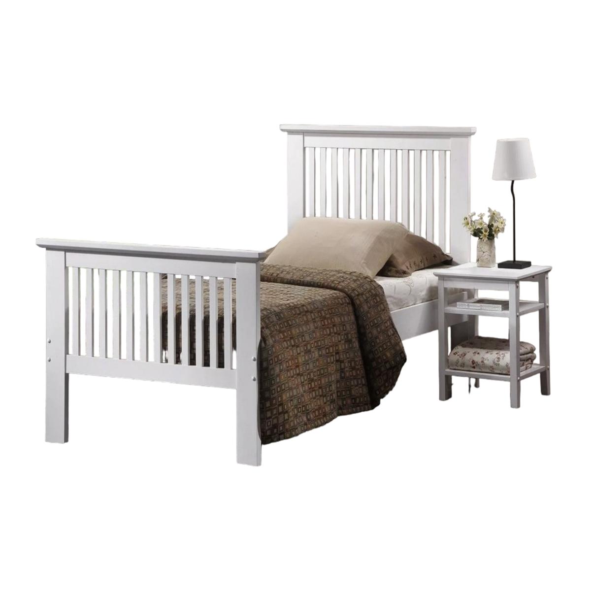 Buckingham White High Foot End Wood Bed Frame - White
