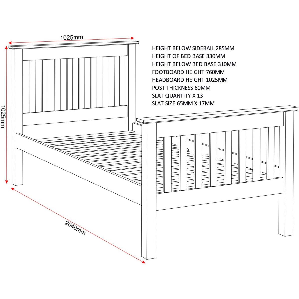 Monaco 3' Bed High Foot End - Grey – image 9