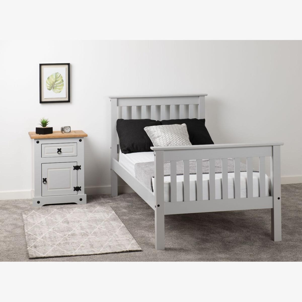 Monaco 3' Bed High Foot End - Grey – image 1