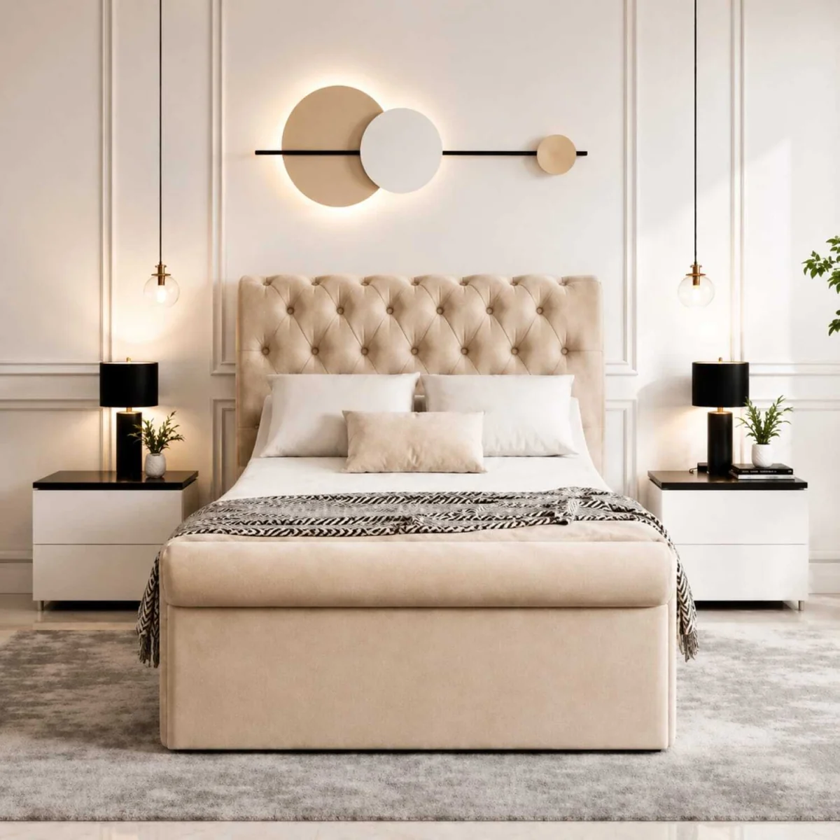 Luxury Electric Adjustable Bed with Chesterfield Headboard & Footboard - Blue / Superking – image 2