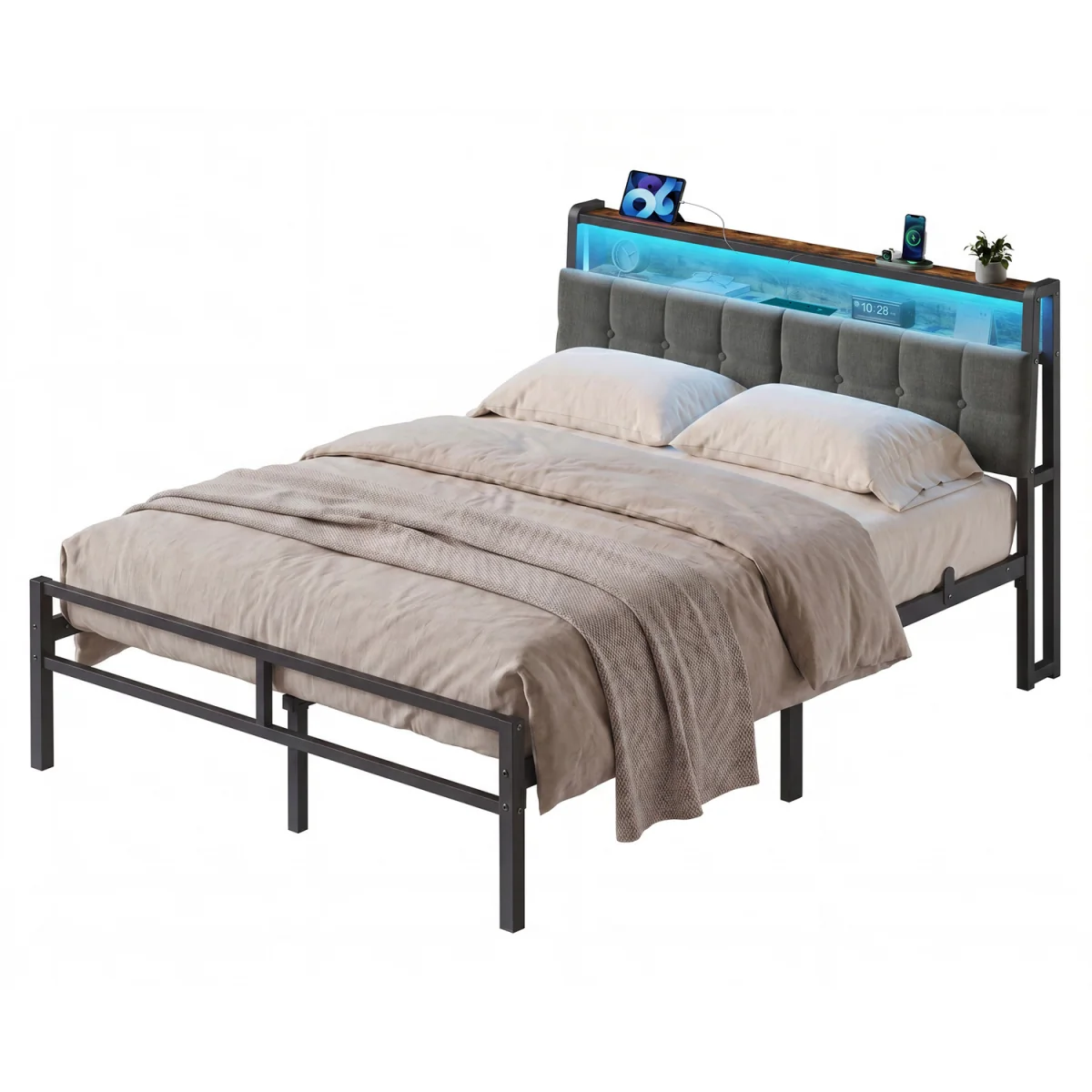 VASAGLE 135 x 190 cm Black Single Metal Bed Frame - Black – image 3