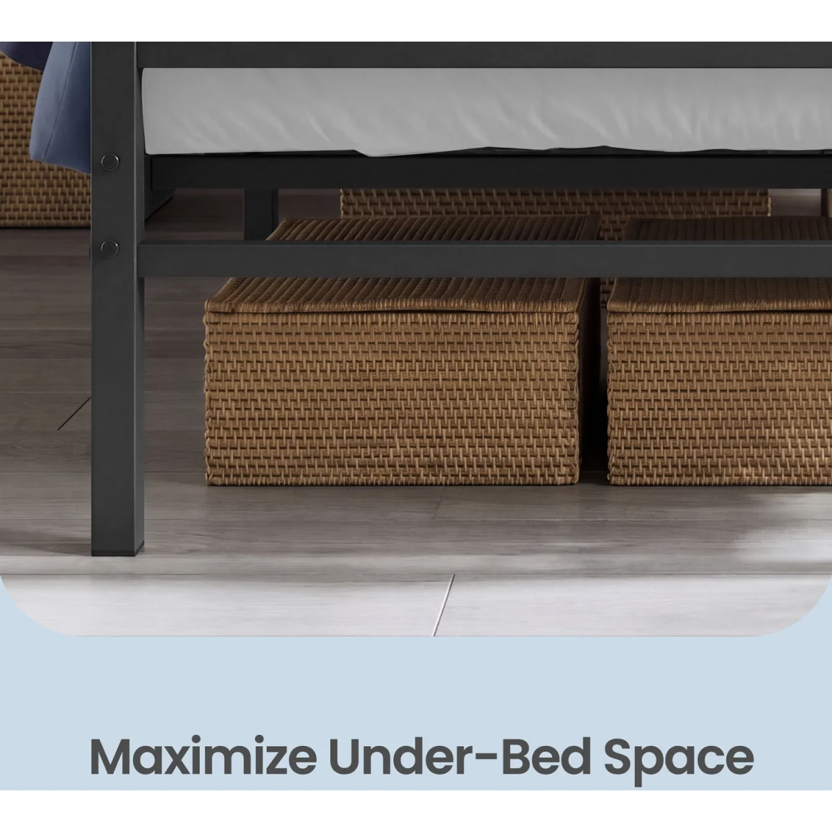 VASAGLE 135 x 190 cm Black Single Metal Bed Frame - Black – image 8