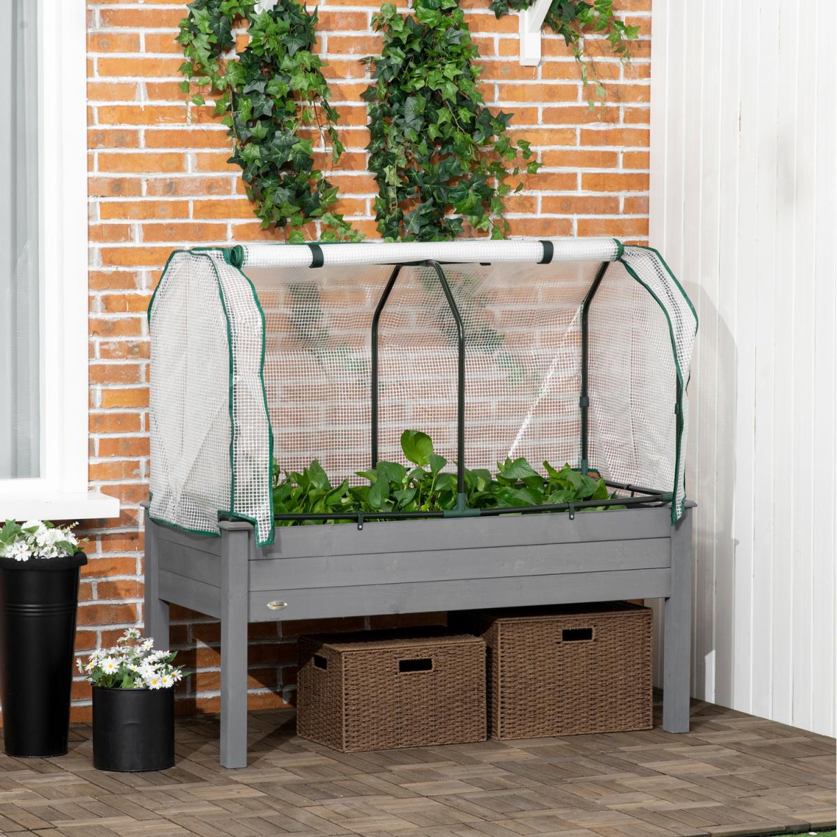 Outsunny Raised Garden Bed - Grey