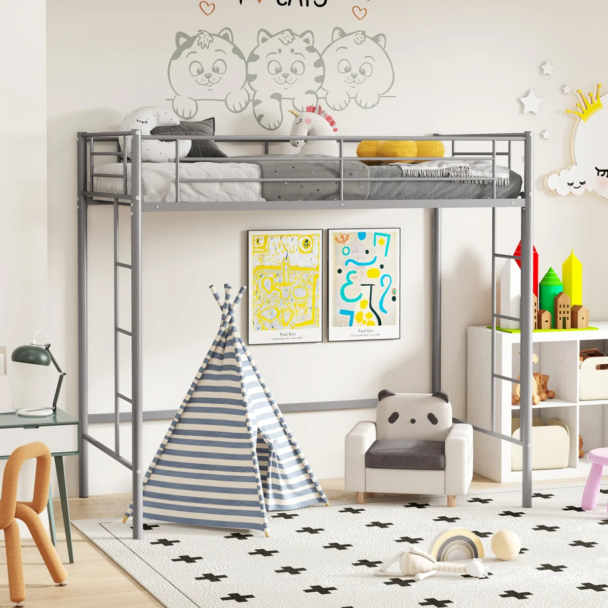 Metal Loft Bed Space saving - Silver – image 5