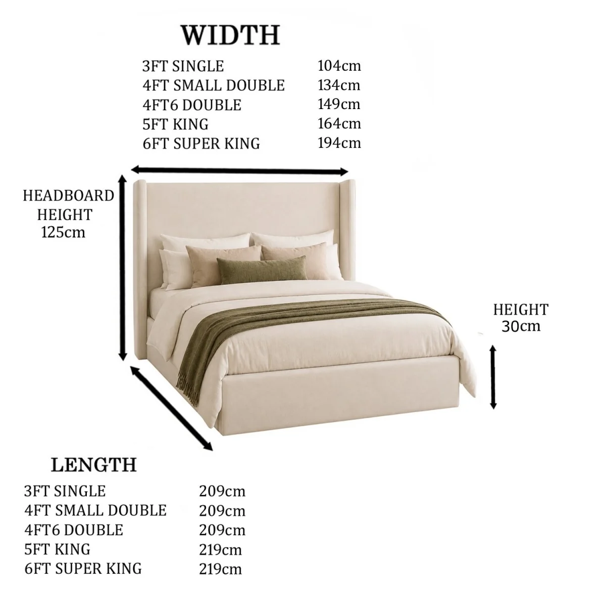 Luxury Wingback Lynx Upholstered Bed Frame - Blue – image 2