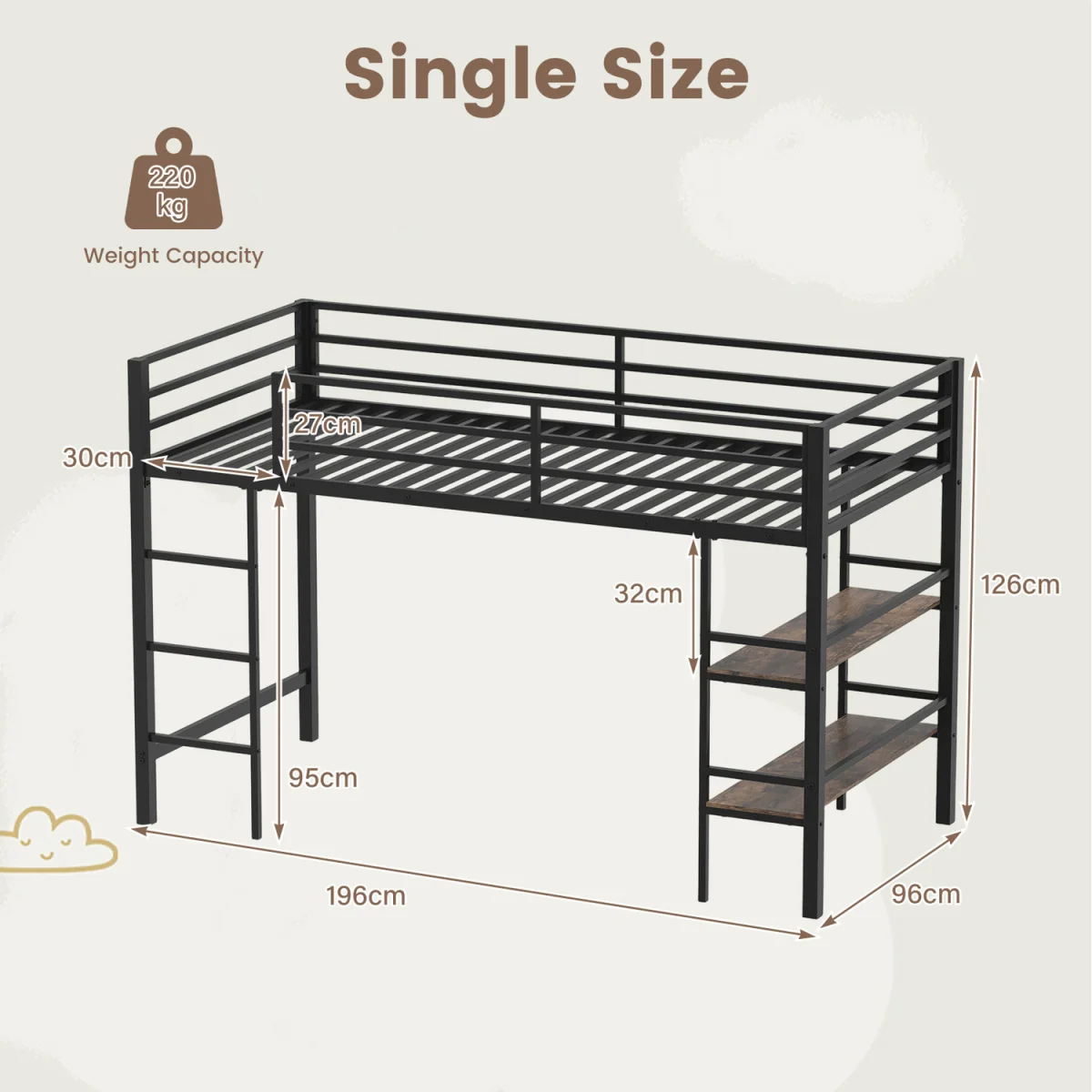Loft Bed with Storage Shelves – image 2
