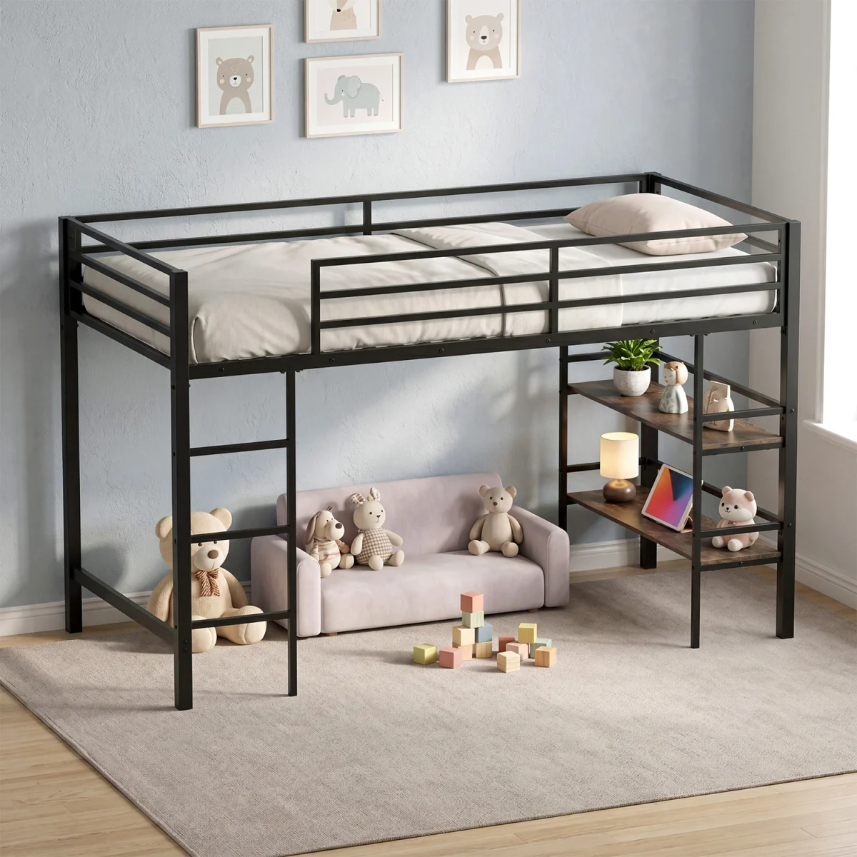 Loft Bed with Storage Shelves – image 4