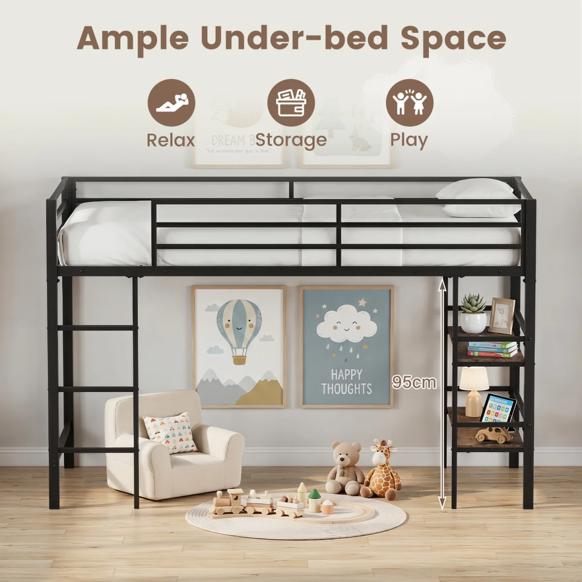 Loft Bed with Storage Shelves – image 7