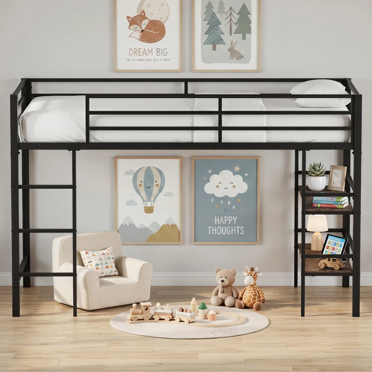 Loft Bed with Storage Shelves – image 9