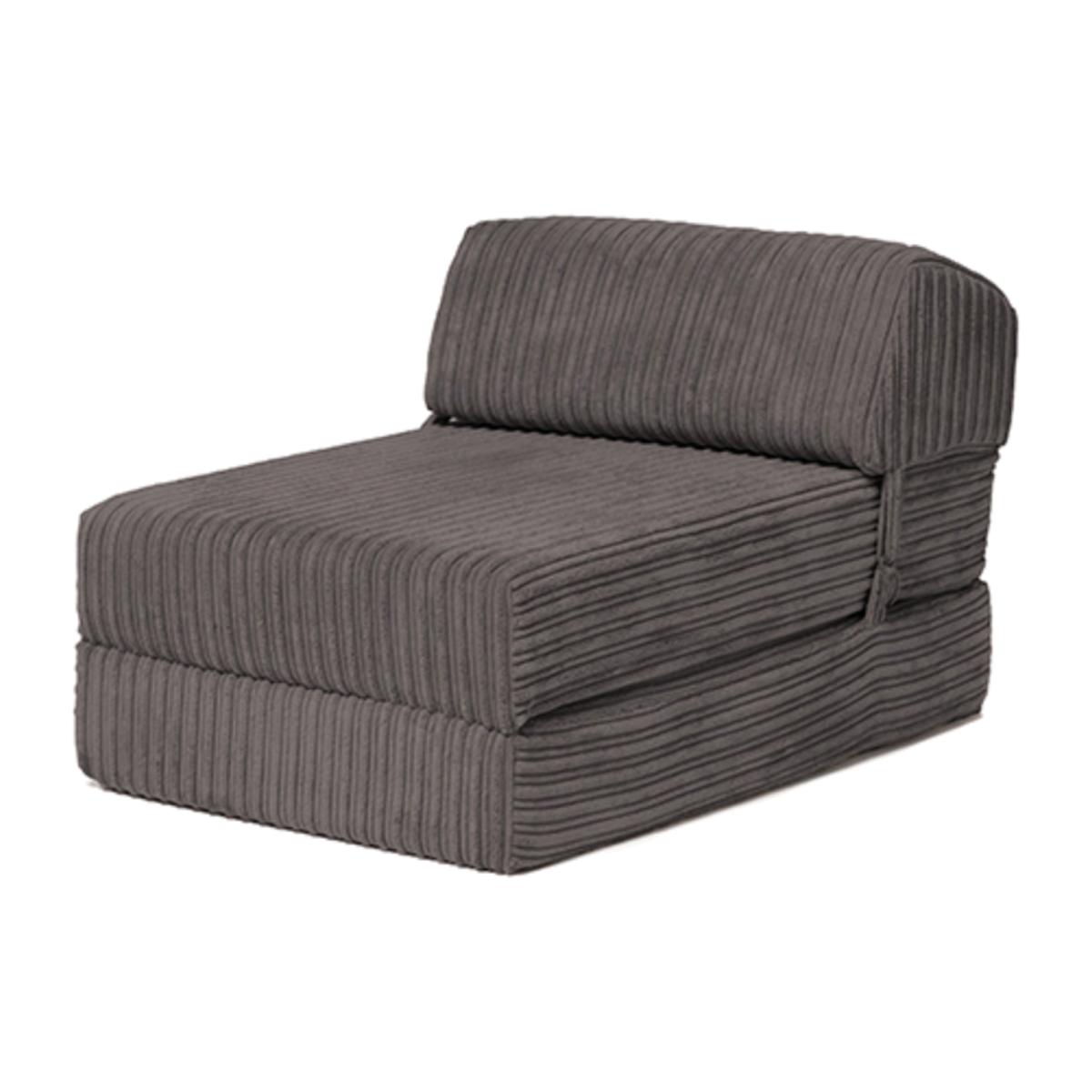 Premium Jumbo Cord Single Folding Z Bed - Charcoal
