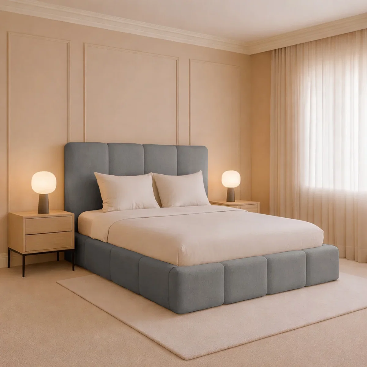 Monaco Plush Velvet Upholstered Bed Frame Double King Super King - Grey / King – image 1