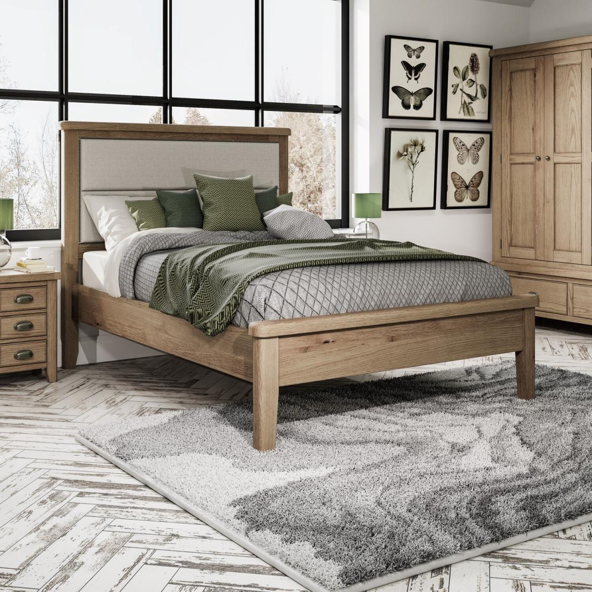 Holcombe Solid Wood Chunky Bed Frame - Smoked Oak / King