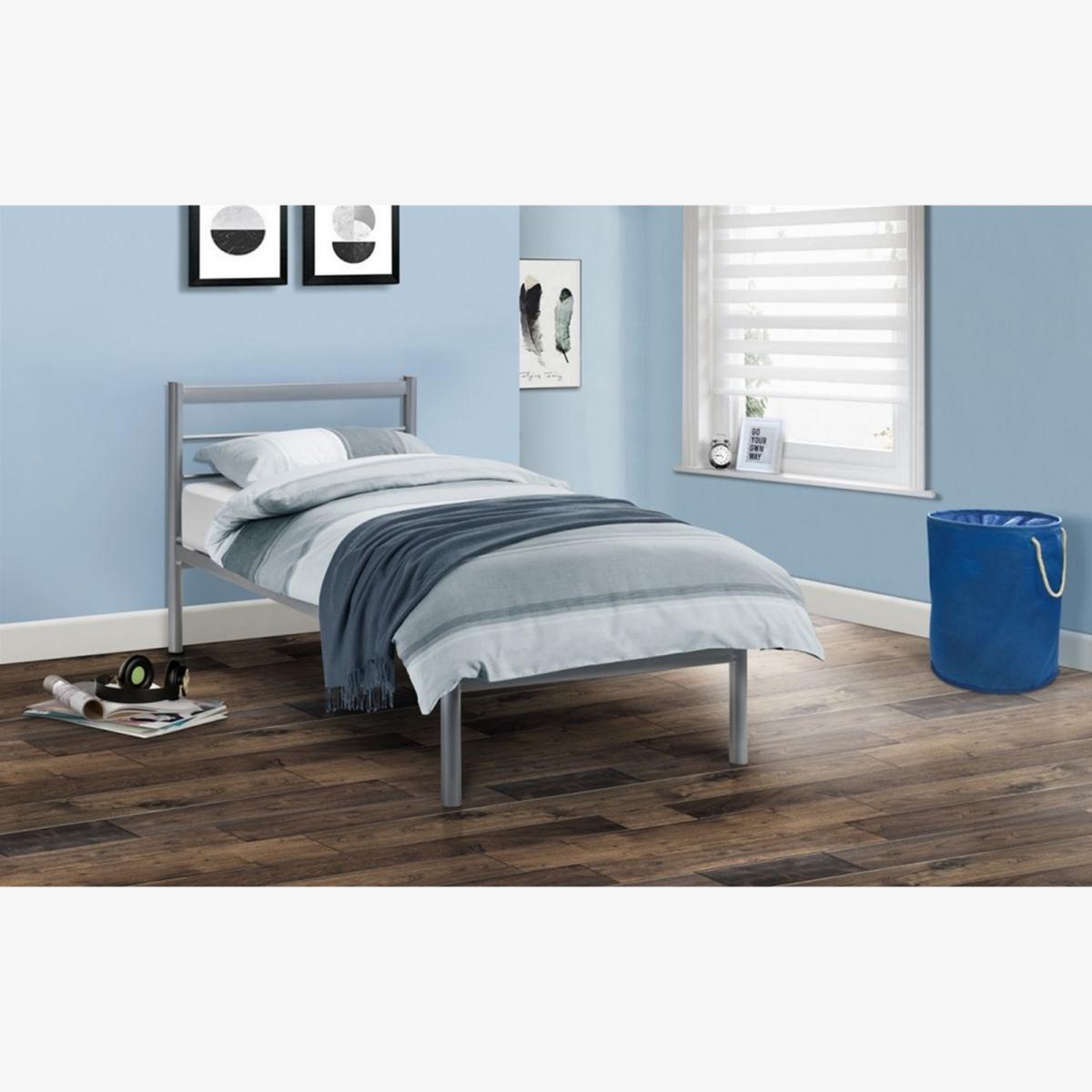 Premium Aluminium Finish Low End Metal Bed Frame - Aluminium Finish Metal