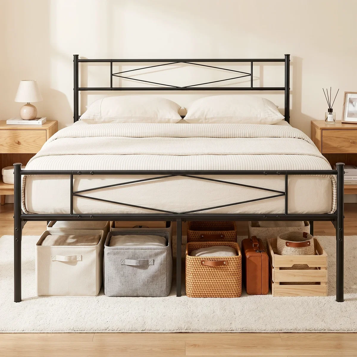 HOMCOM 3ft Single Bed Frame with Steel Slat Support - Black / Double – image 1