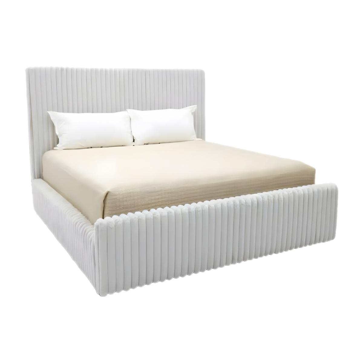 Ferby Fur Cord Bed - Pearl silver / King