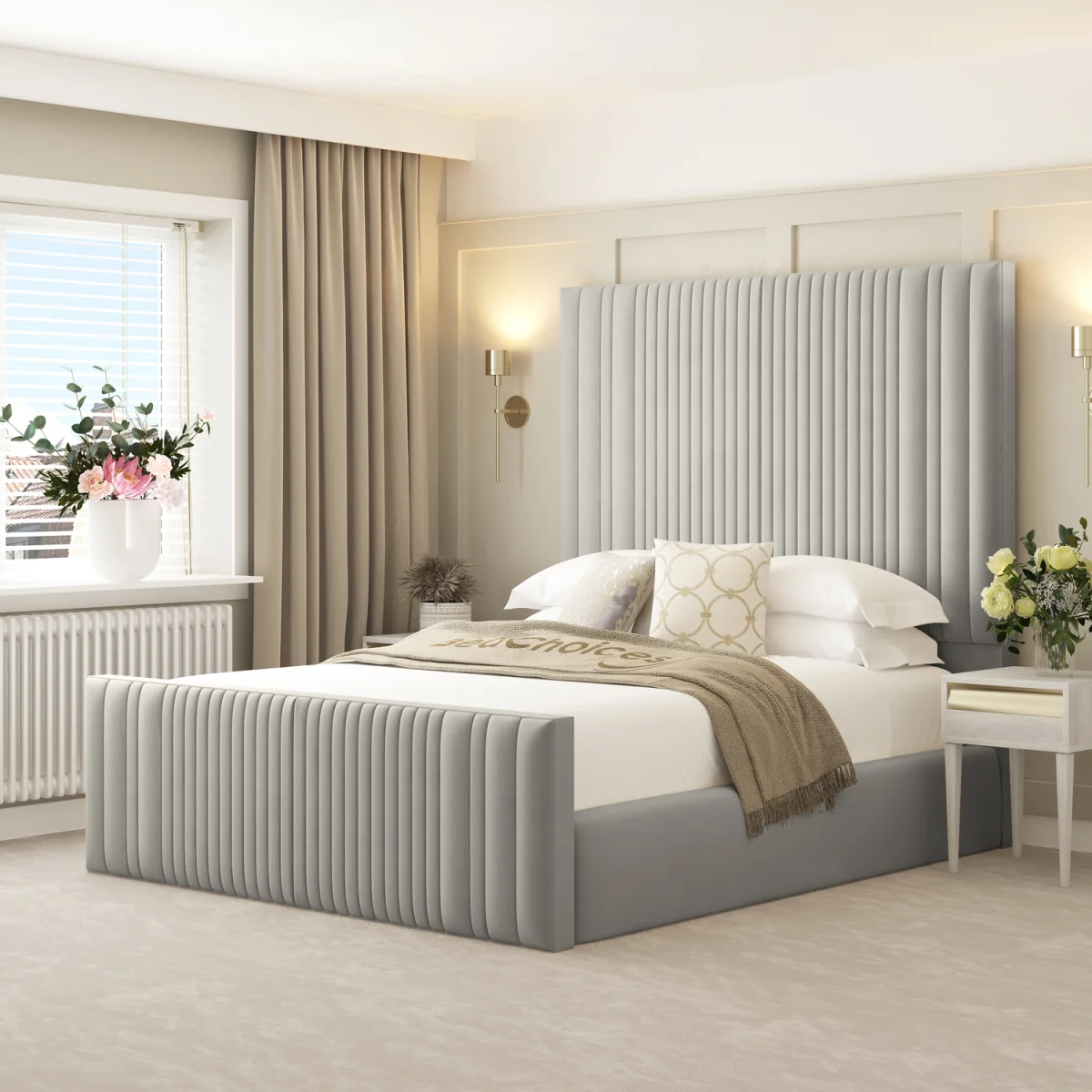 Aspire Upholstered Bed Frame with 70" Headboard And Mattress – image 1