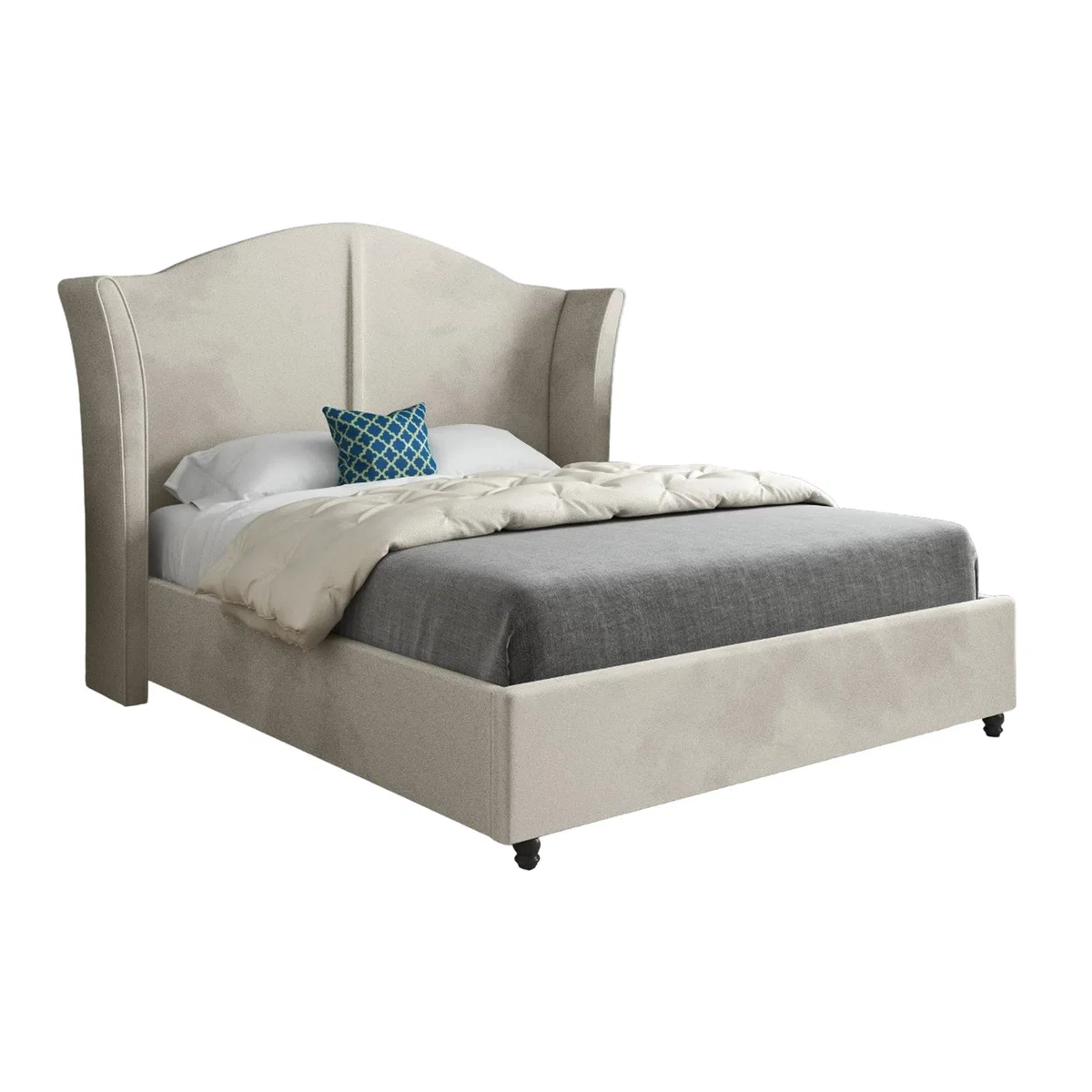 Winchester Curved Velvet Upholstered Bed Frame - Cream / Single