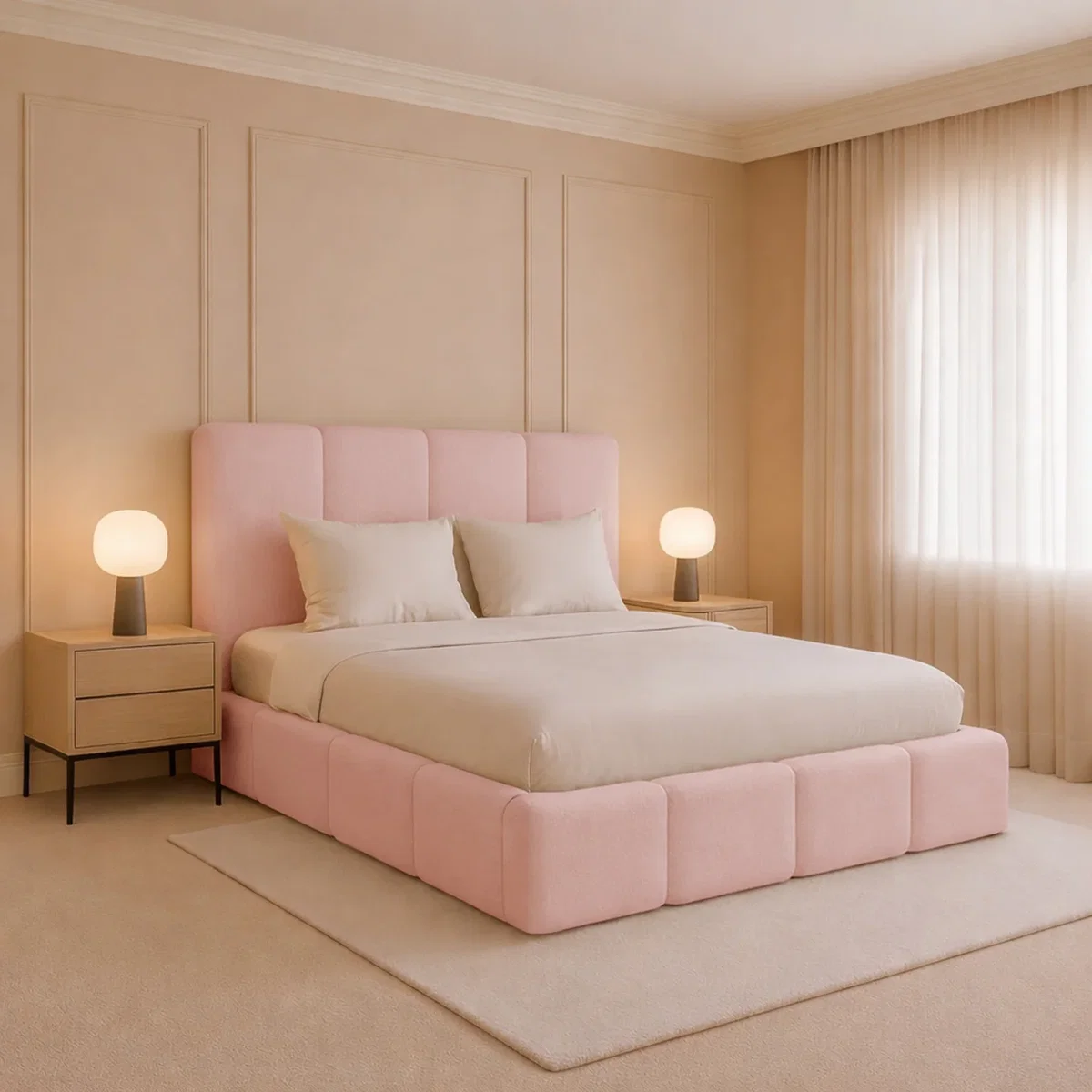 Monaco Plush Velvet Upholstered Bed Frame Double King Super King - Pink / Superking – image 1