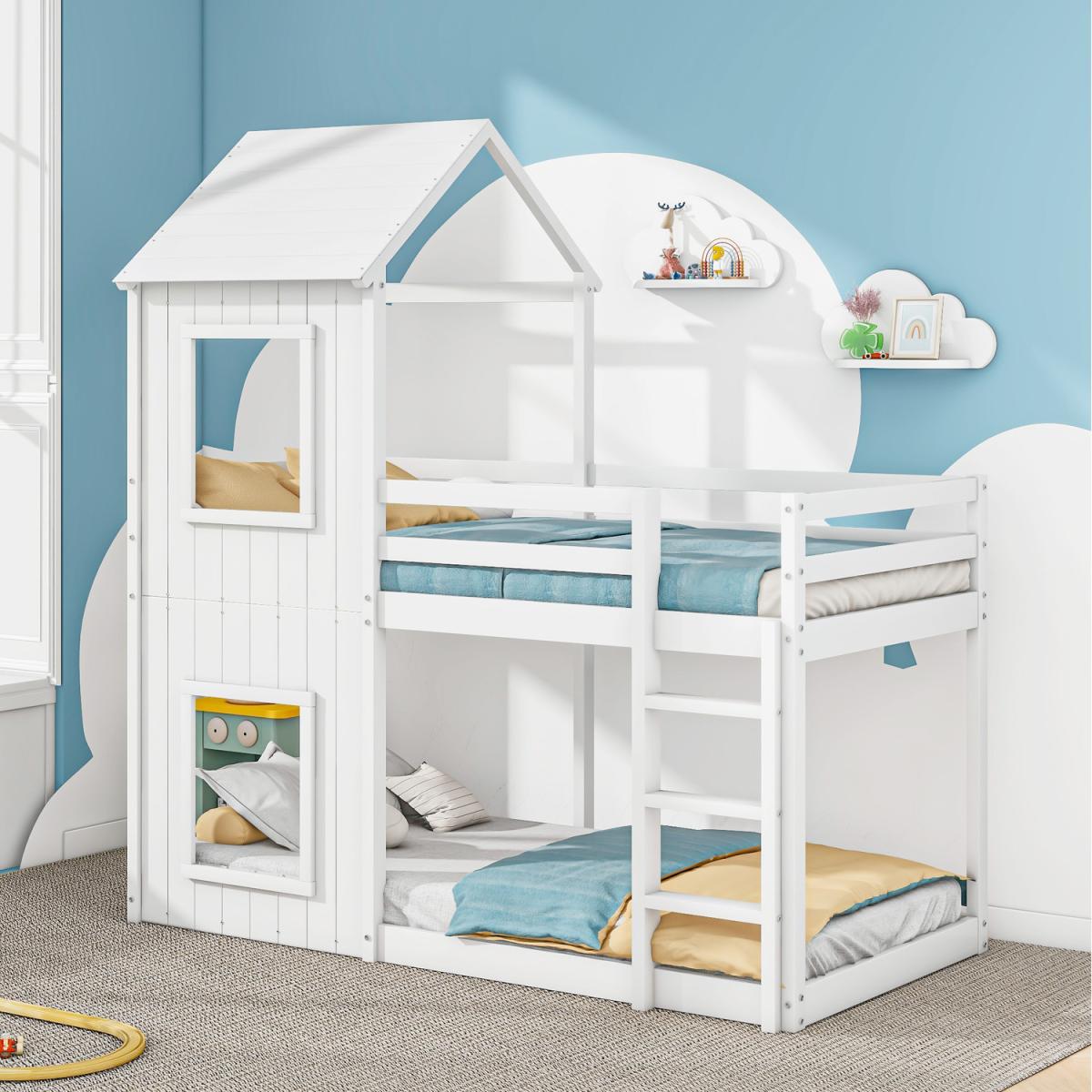 Single Bed with Treehouse Canopy - White
