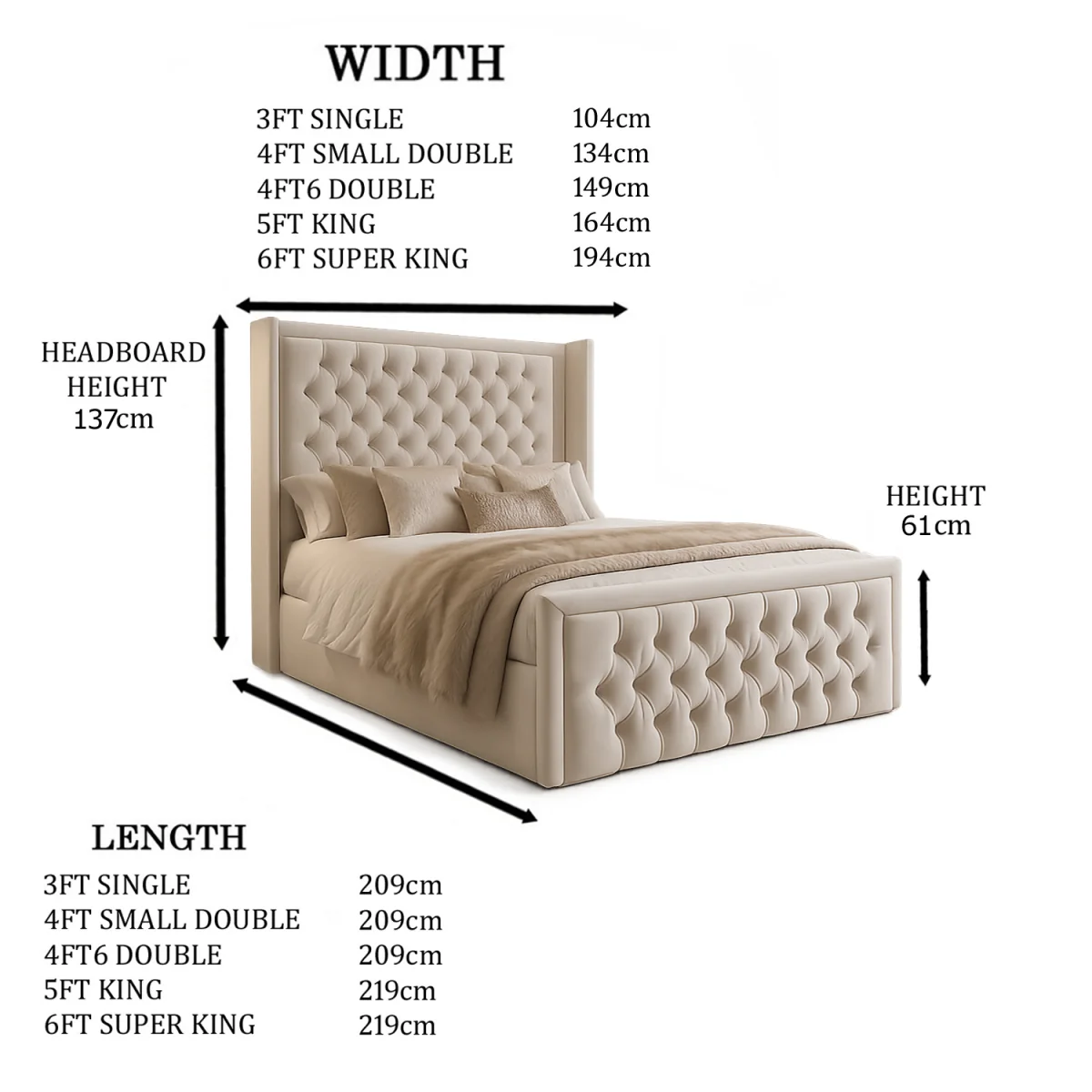 Luxury Sandra Wingback Chesterfield Bed Frame - Blue / Superking – image 2