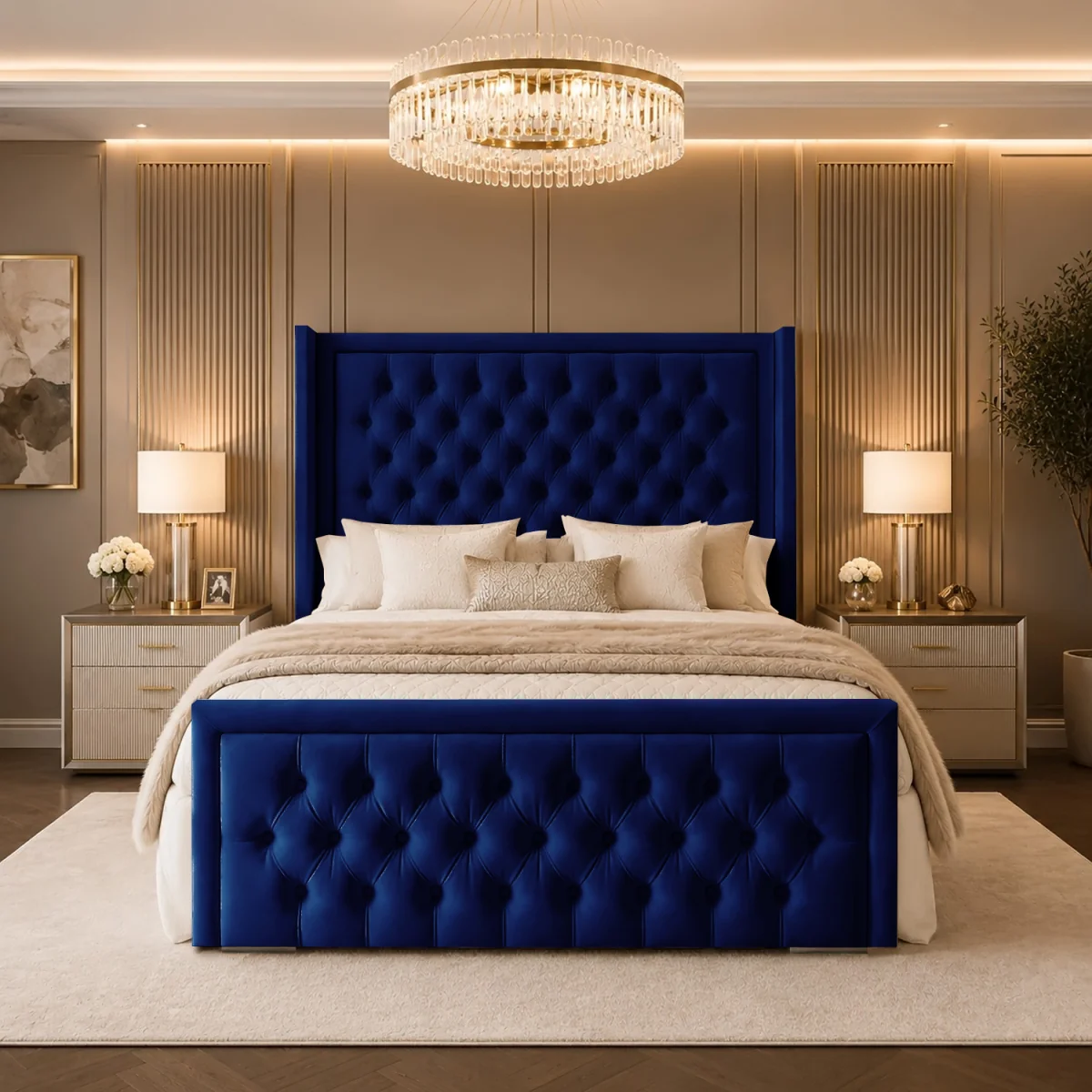 Luxury Sandra Wingback Chesterfield Bed Frame - Blue / Superking – image 3