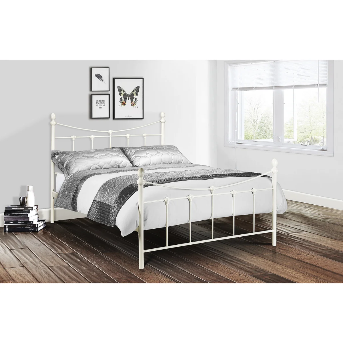 Rebecca White Bed Frame - Stone White Satin / Single – image 3