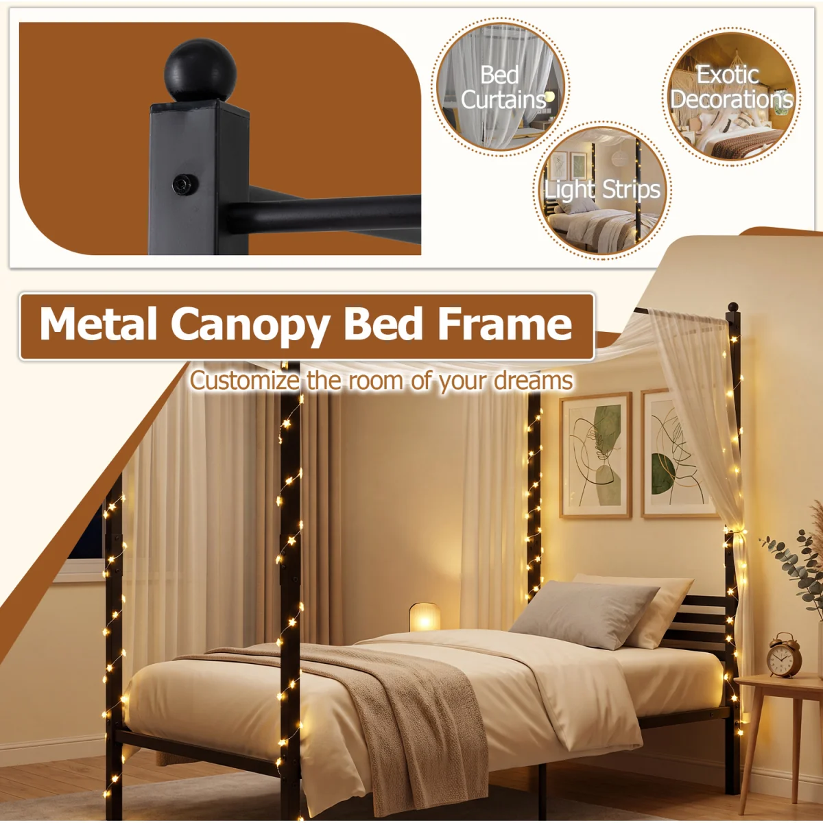 Modern Canopy Bed Frame – image 7