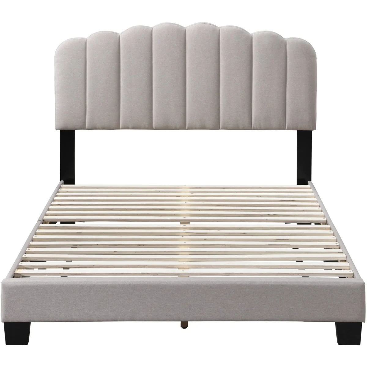 Lunar Pebble Fabric Bed Frame - Double - Beige – image 2