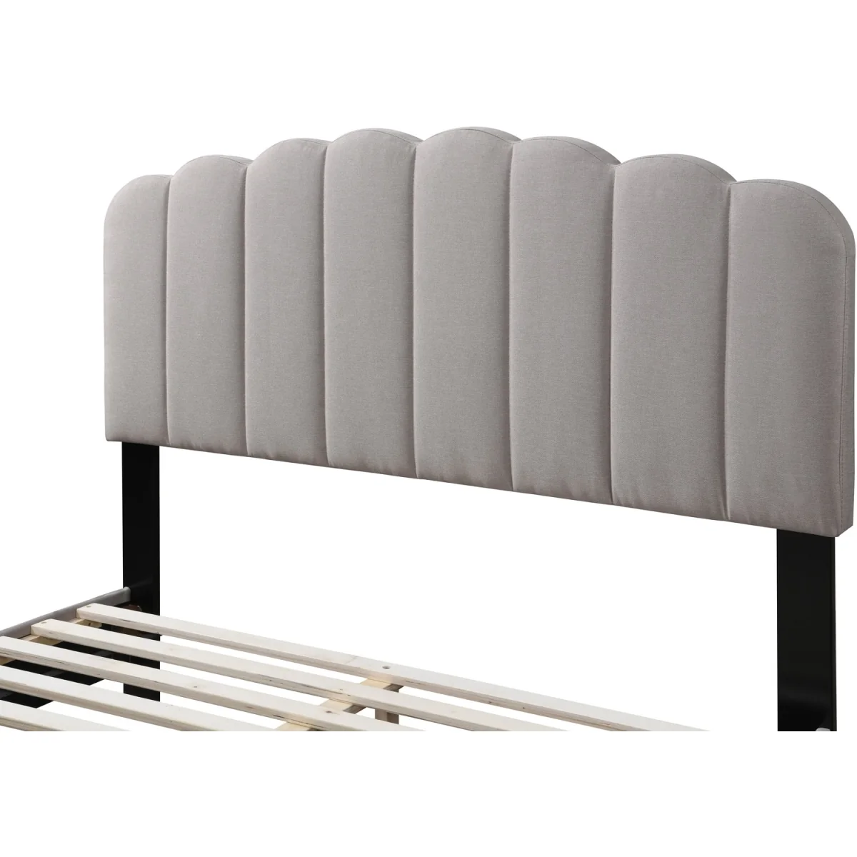 Lunar Pebble Fabric Bed Frame - Double - Beige – image 3
