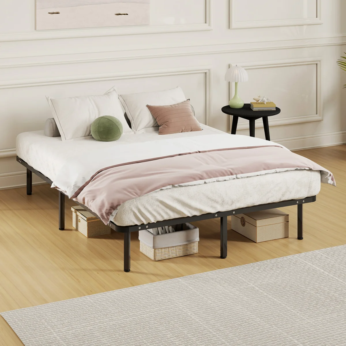 HOMCOM 3ft Single Bed Frame, Metal Platform Bed Frame - Black – image 2
