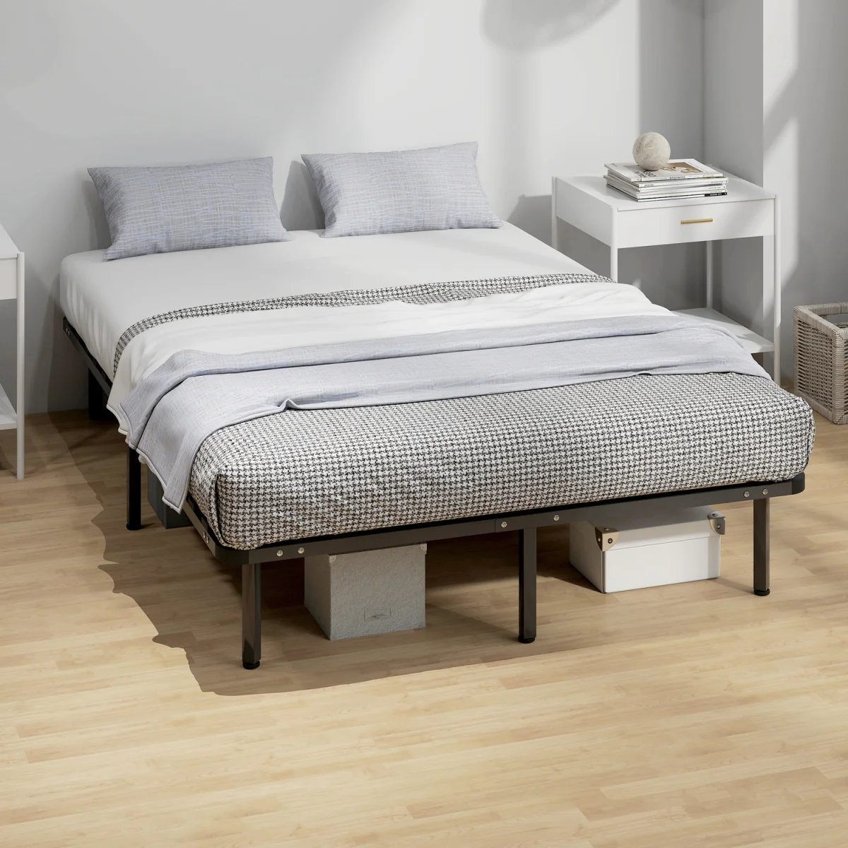 HOMCOM 3ft Single Bed Frame, Metal Platform Bed Frame - Black – image 3