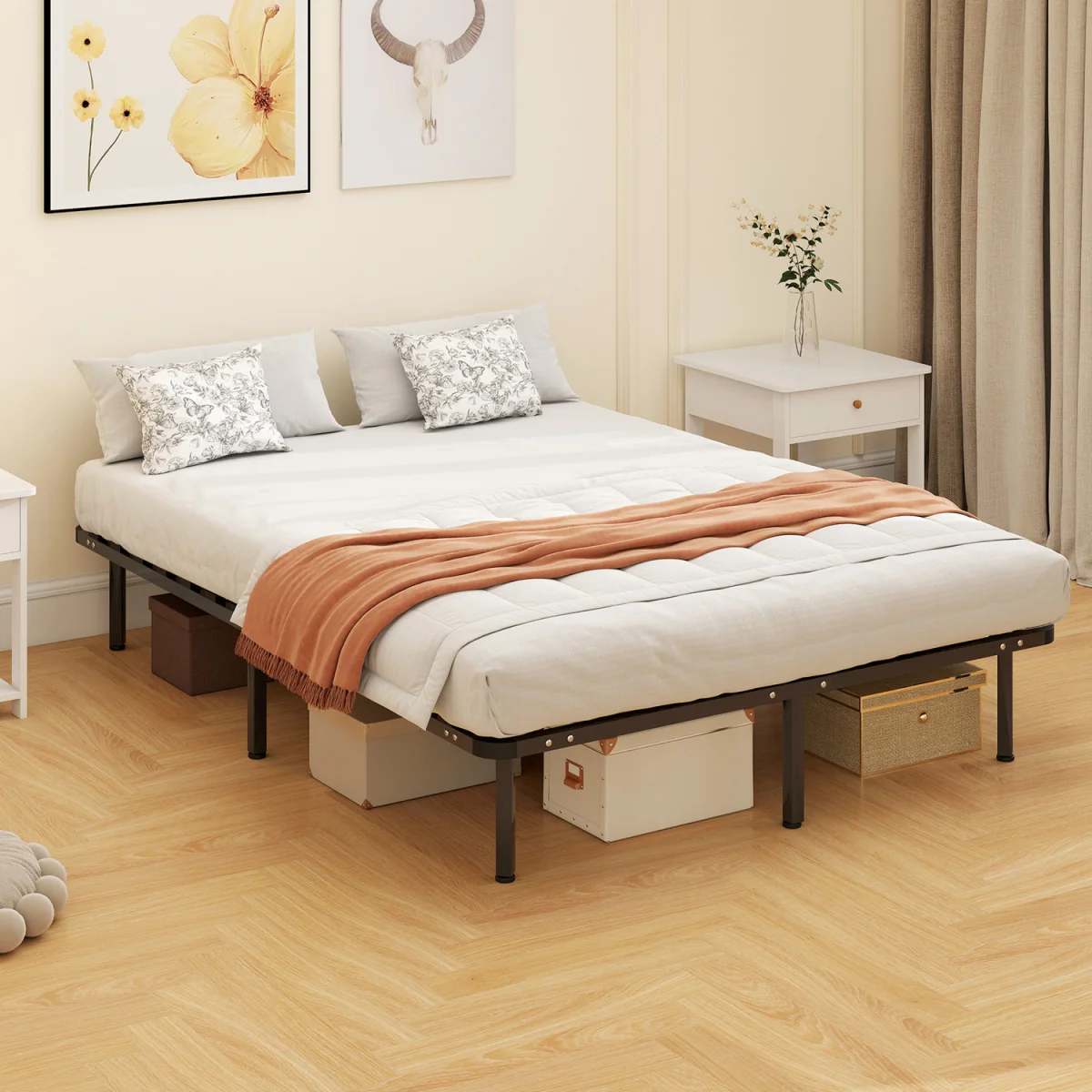 HOMCOM 3ft Single Bed Frame, Metal Platform Bed Frame - Black – image 4
