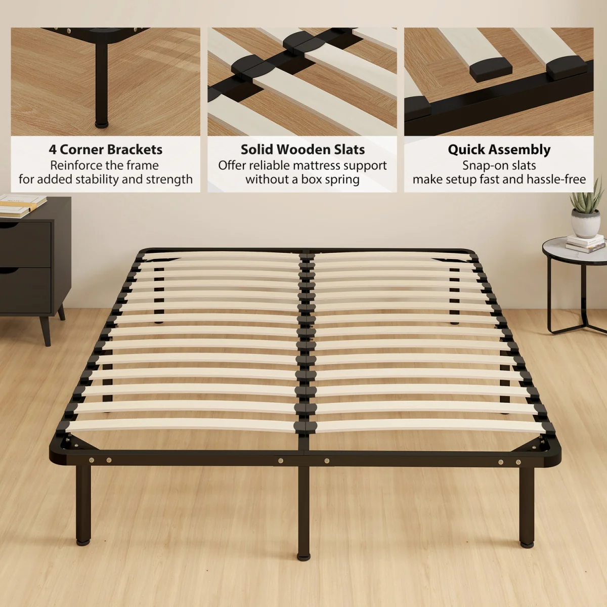 HOMCOM 3ft Single Bed Frame, Metal Platform Bed Frame - Black – image 5