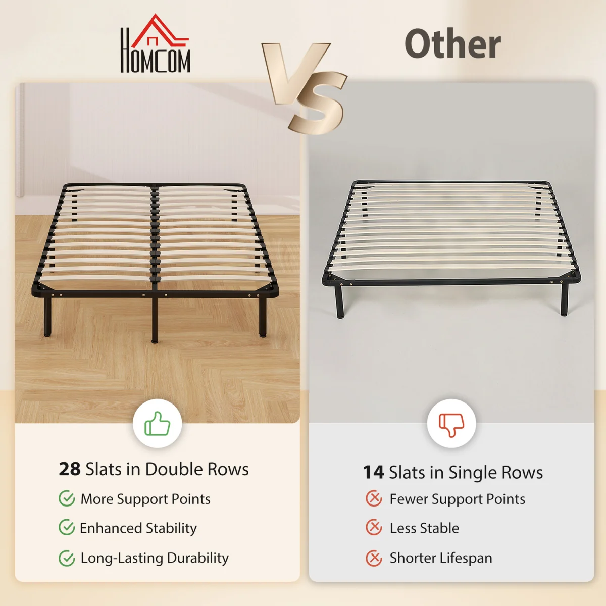 HOMCOM 3ft Single Bed Frame, Metal Platform Bed Frame - Black – image 6