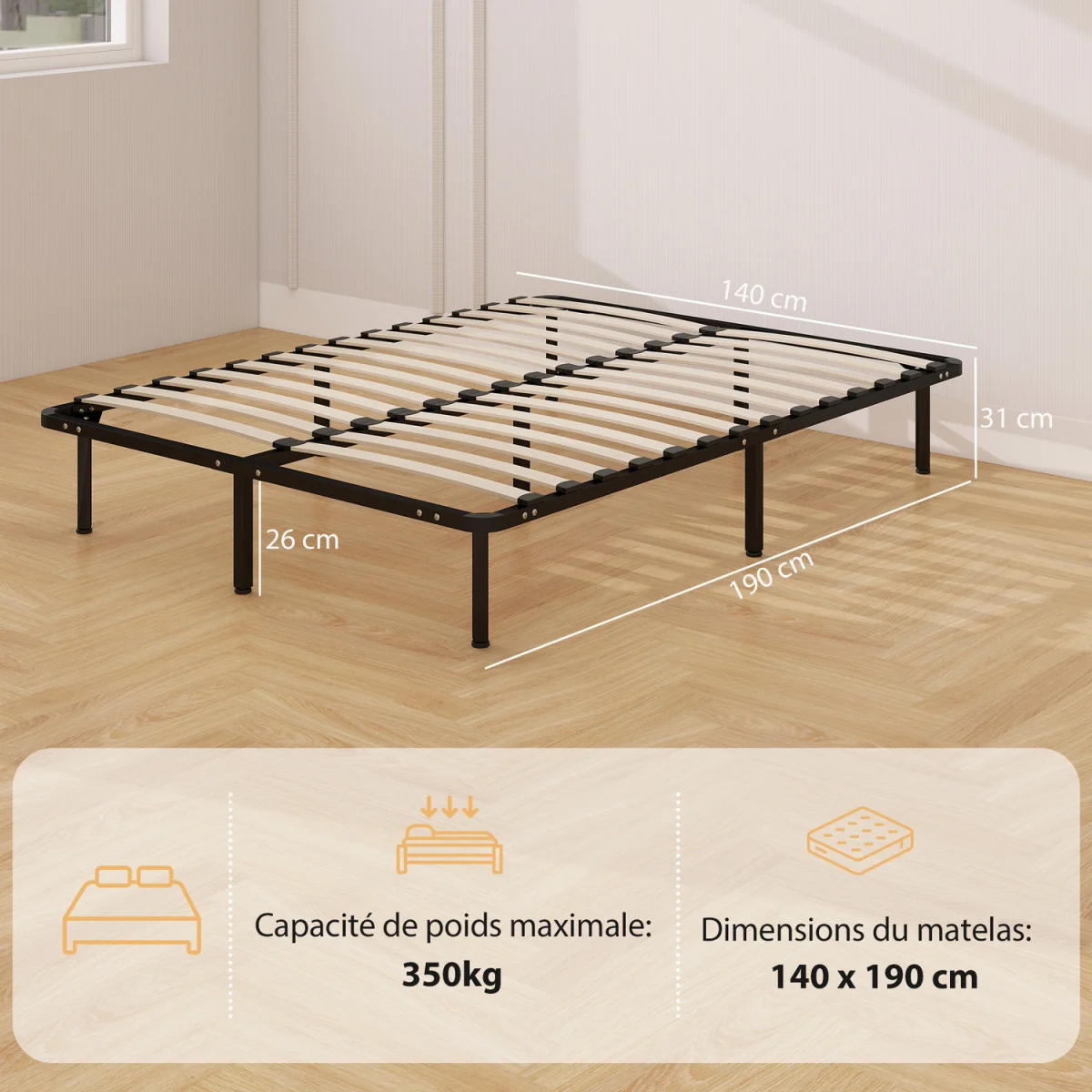 HOMCOM 3ft Single Bed Frame, Metal Platform Bed Frame - Black – image 7