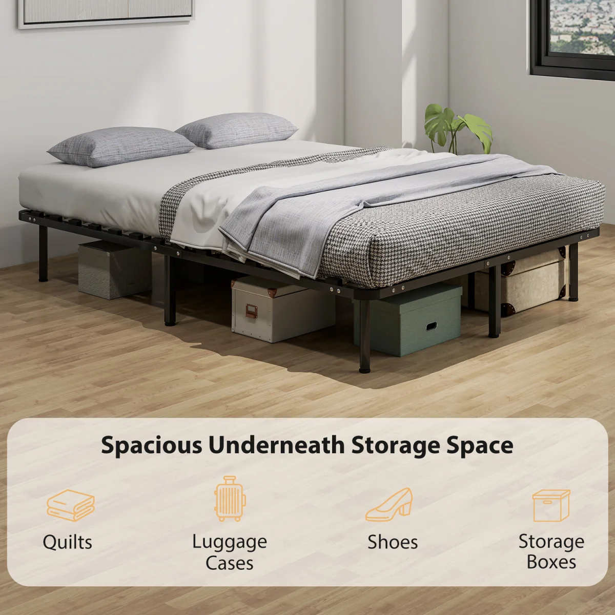 HOMCOM 3ft Single Bed Frame, Metal Platform Bed Frame - Black – image 9