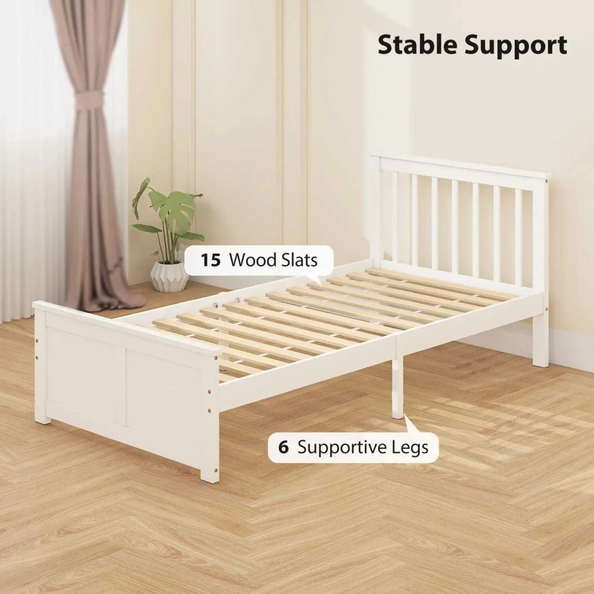 Sutton White Wooden Single Bed Frame - 2 Integrated Storage Drawers – image 2