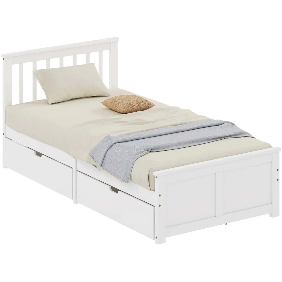 Sutton White Wooden Single Bed Frame - 2 Integrated Storage Drawers – image 11