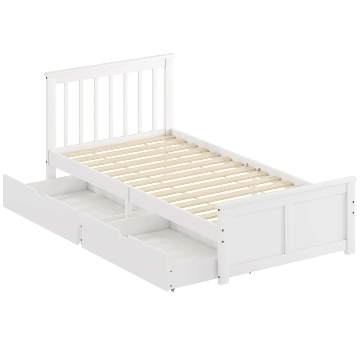 Sutton White Wooden Single Bed Frame - 2 Integrated Storage Drawers – image 3