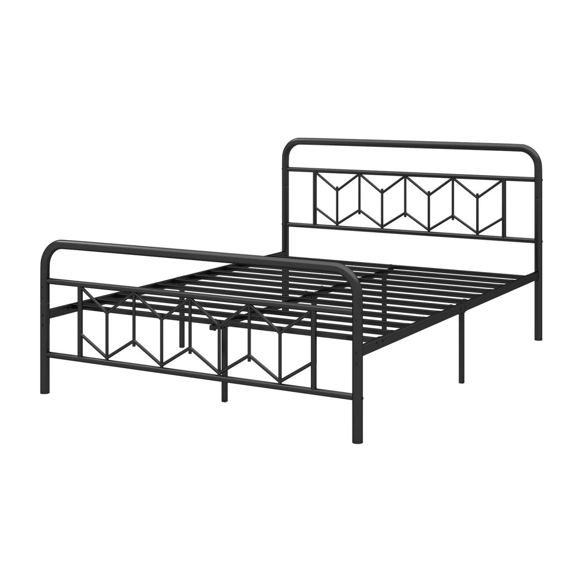 Platform Bed with High Headboard - Black / King