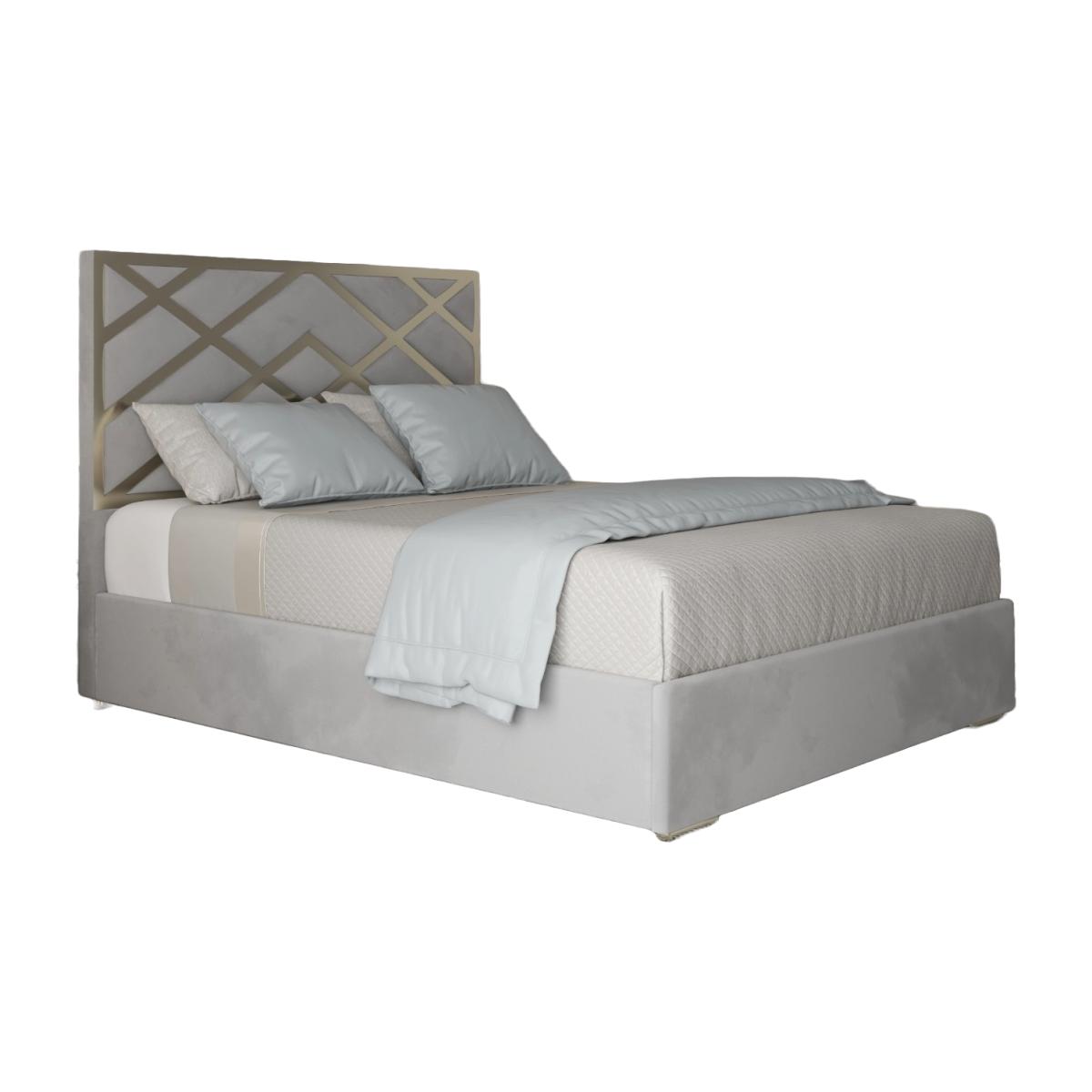 George Upholstered Velvet Metal Bed Frame - Grey / Superking