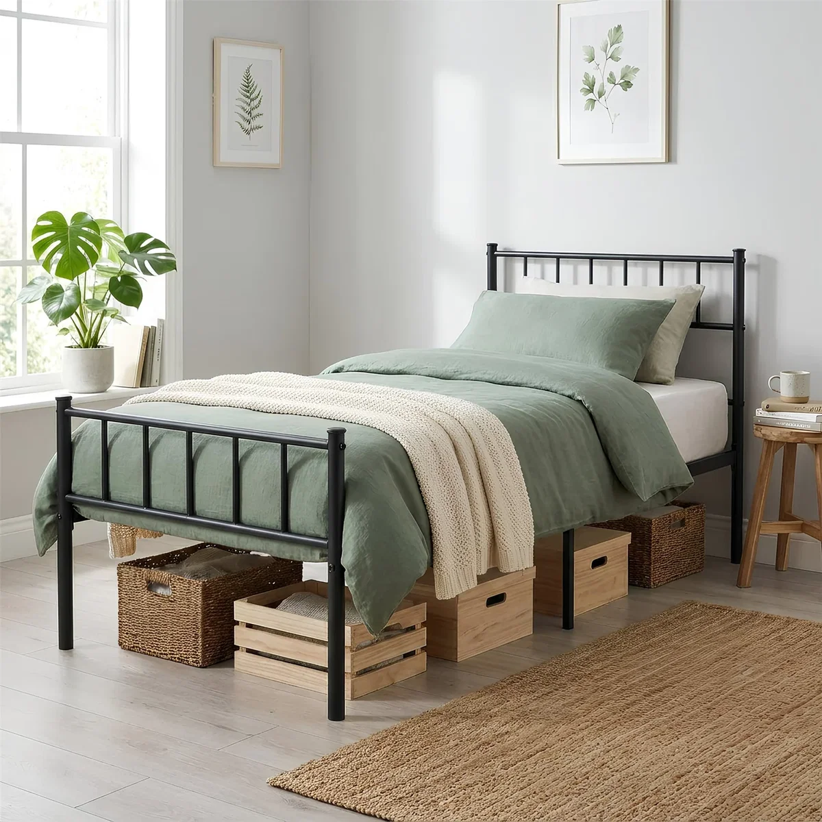 Single Metal Bed Frame - 3ft - Black