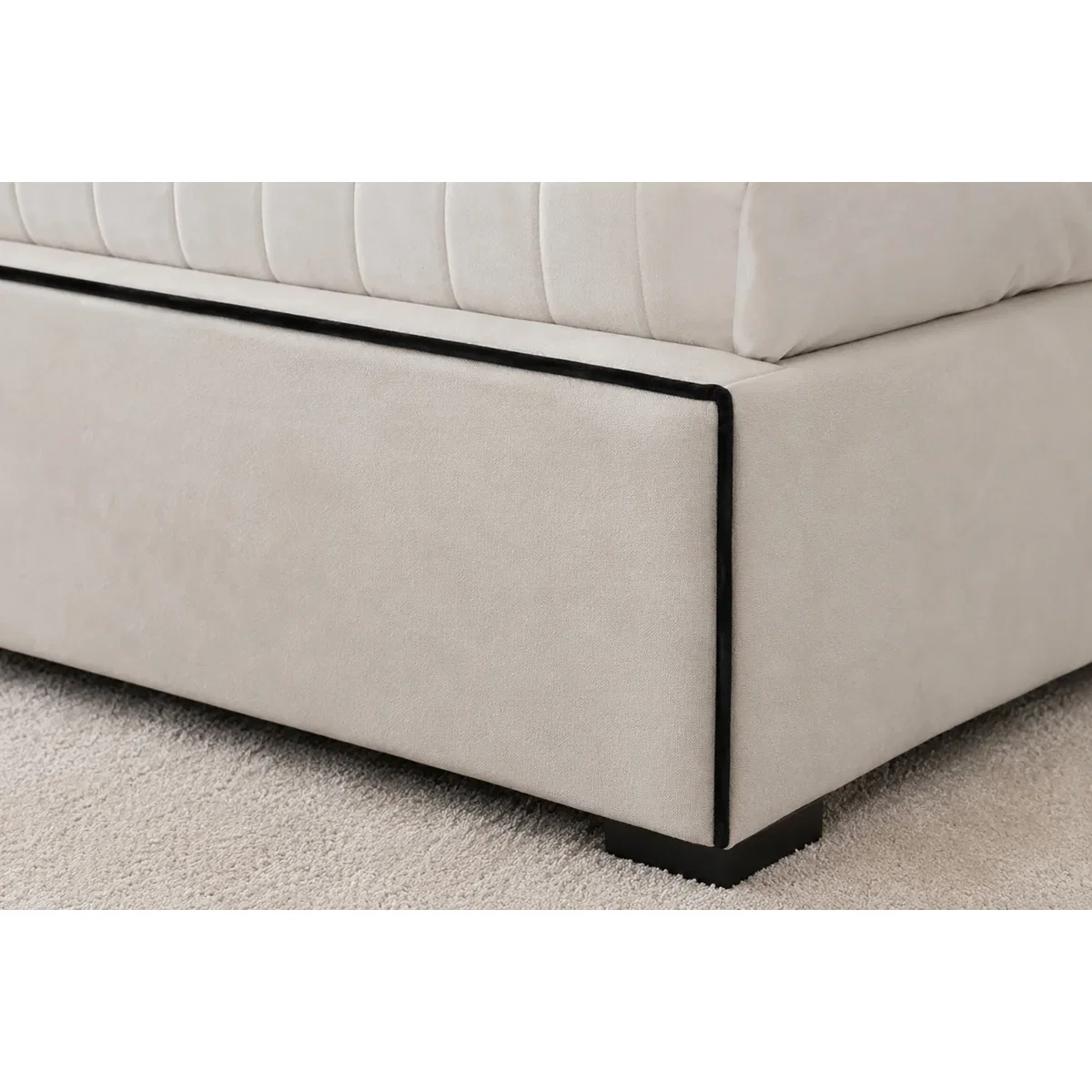 K Mehmood enterprise ltd Modern Luxury Luxe Line Tall Headboard Bed Plush Velvet G - White – image 4