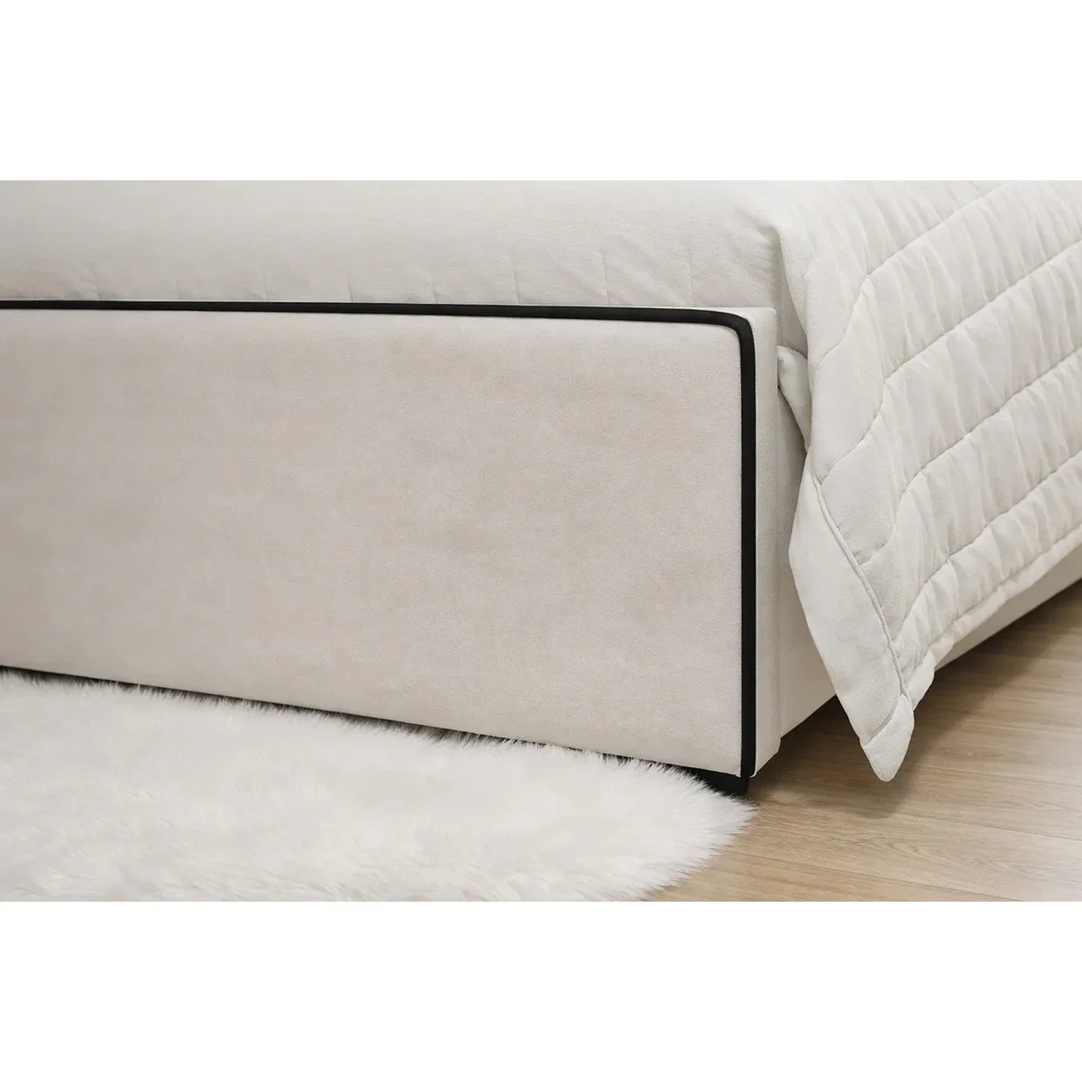 K Mehmood enterprise ltd Modern Luxury Luxe Line Tall Headboard Bed Plush Velvet G - White – image 8