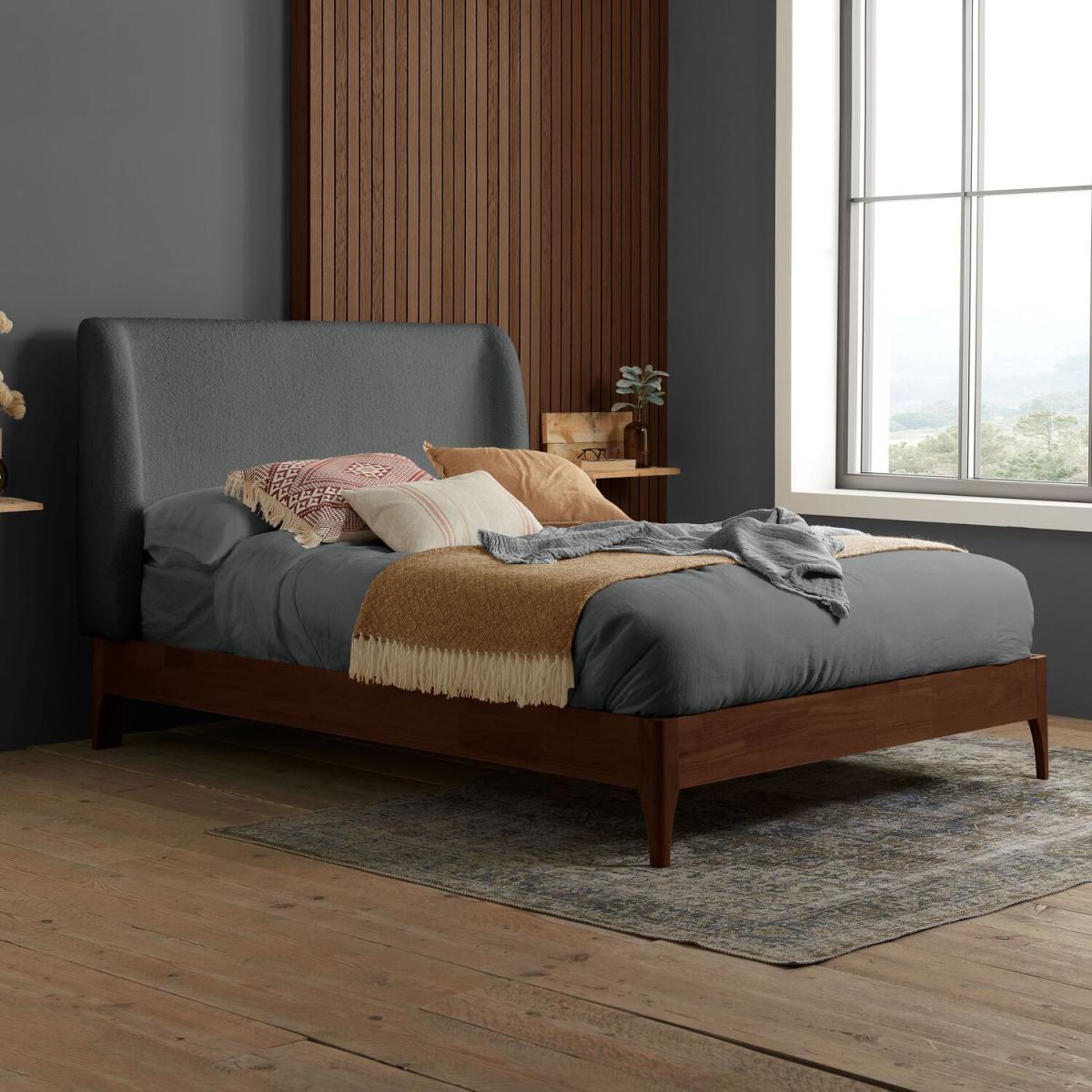 Halfden Double Bed Frame Oak and Grey Birlea - Grey / King
