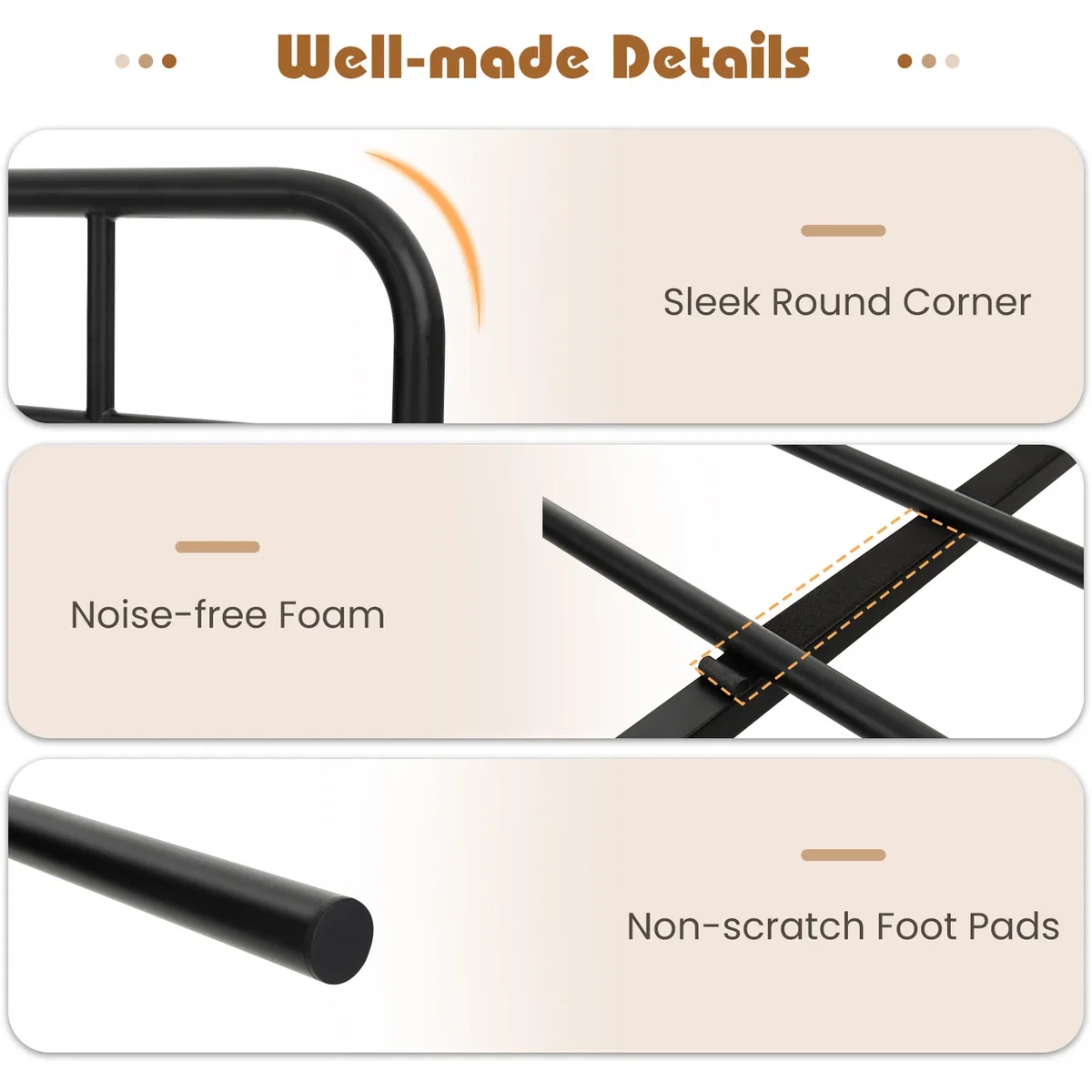 Double Size Metal Bed Frame-Black - Black – image 2